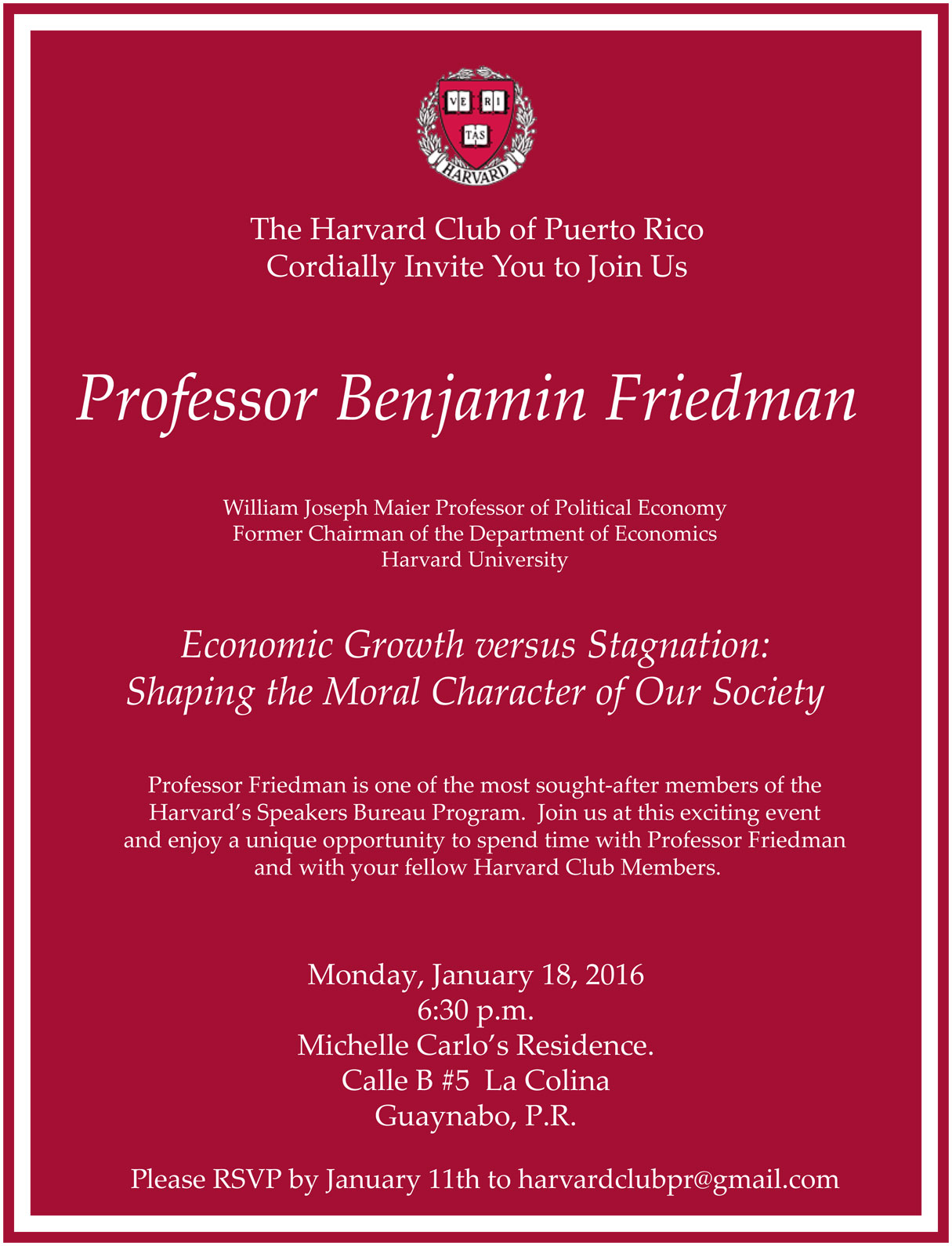 harvard-club-of-puerto-rico-invitation--professor-benjamin-friedman-