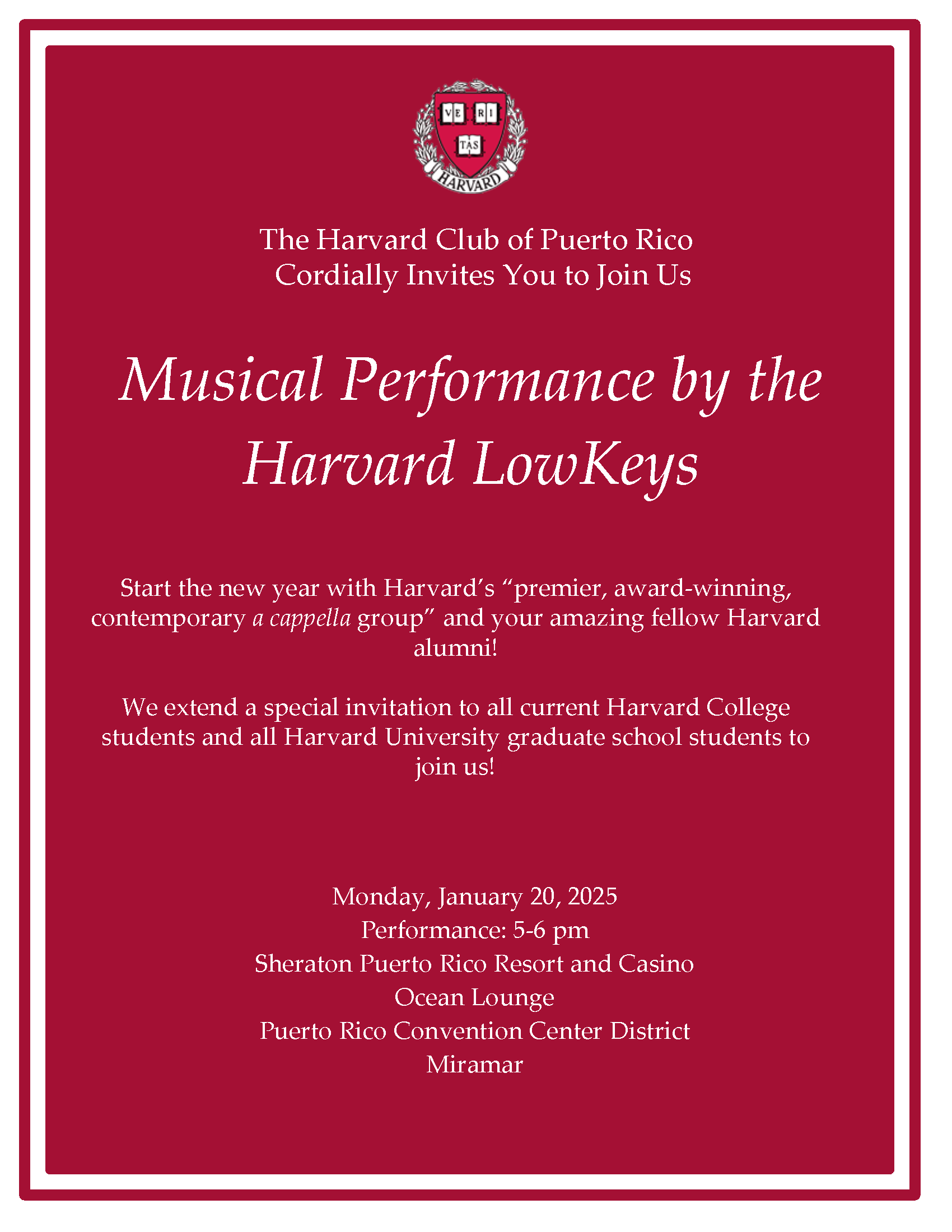 Musical Performance by the Harvard LowKeys Flyer